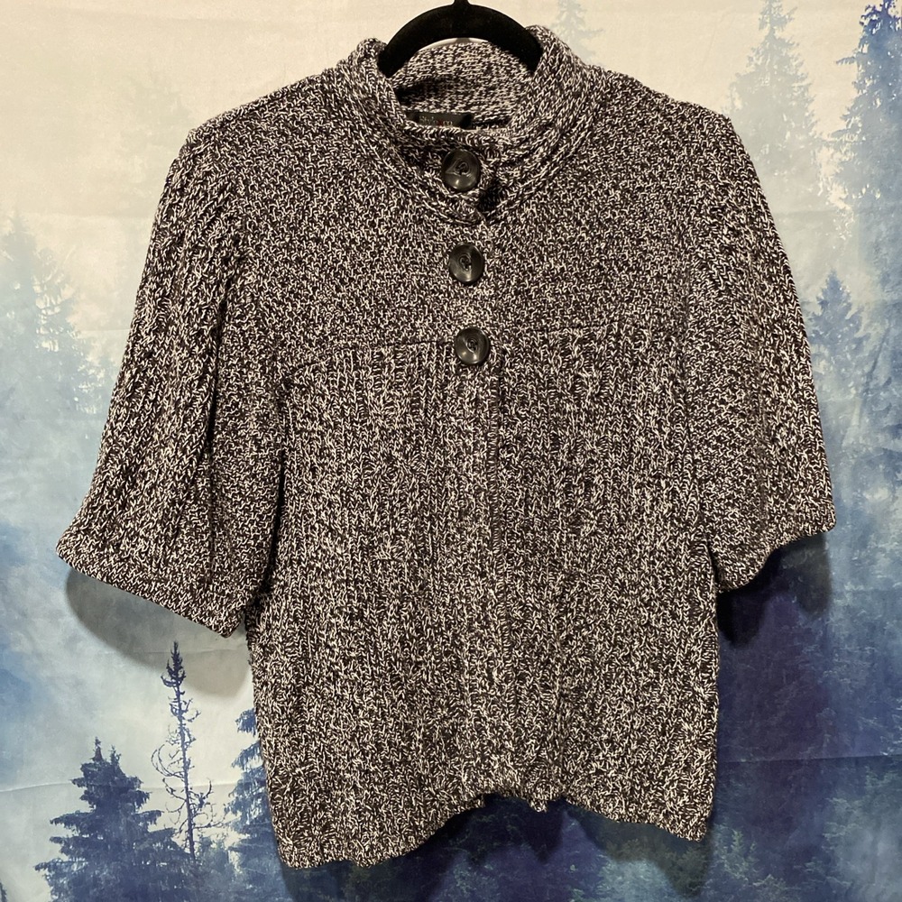 Style & Co. Women's Large Button Sweater Black & White